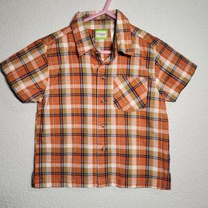 Kidgets Orange Plaid Button Down Shirt